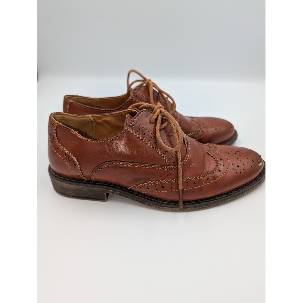 Stacy Adams Boys Wingtip Oxford Dress Shoes Cognac Brown Brogue Size 1M